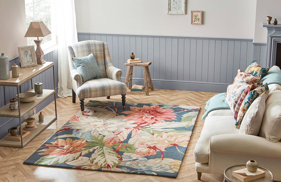 Dahlia & Rosehip Teal 50608 Teppich | Größe: 170 x 240 cm