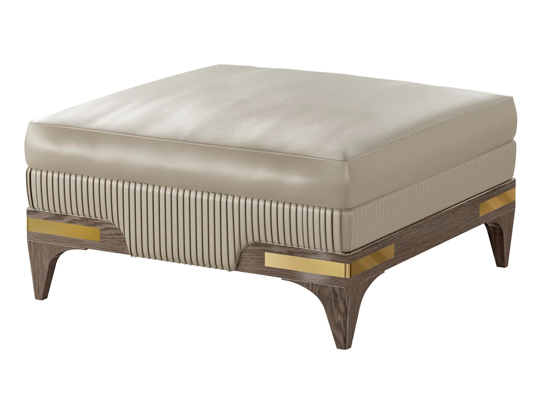 Beige‑Gold Lederhocker