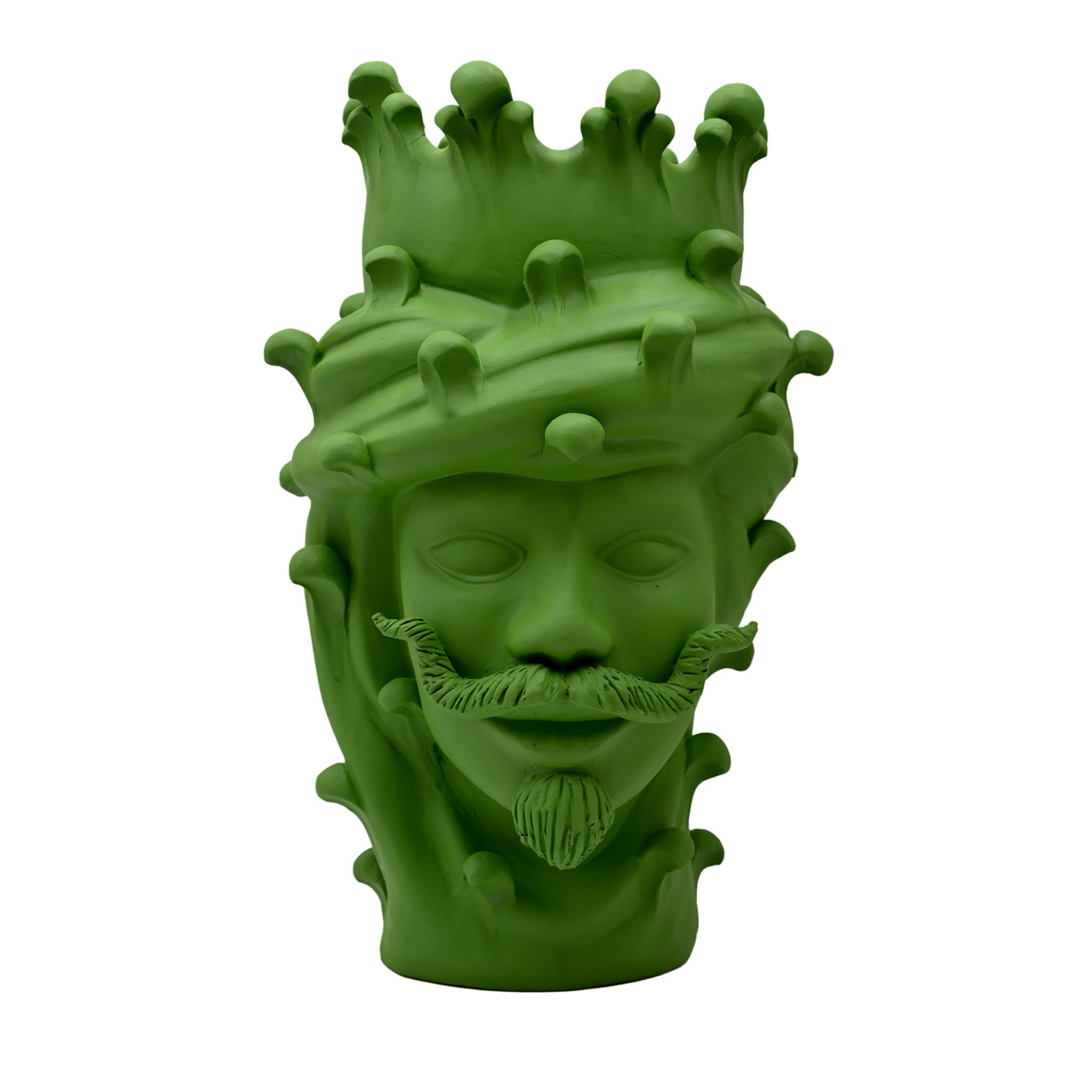 Maure‑Kopf matt grüne Skulptur