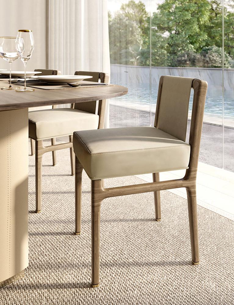 Amerigo Italienischer Designstuhl | Konfiguration: Ohne Armlehnen | Polster: Leder