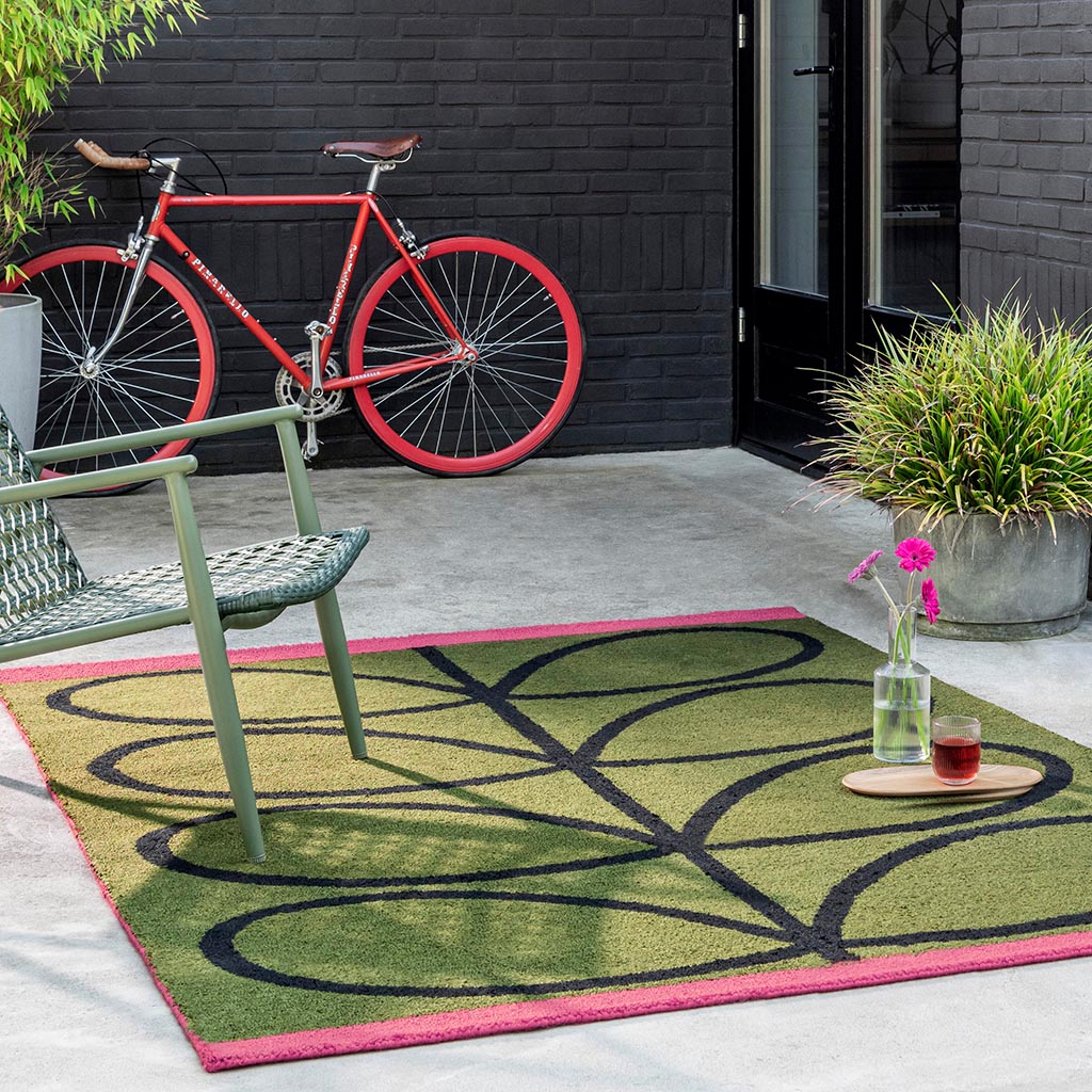 Linear Stem Olive Outdoor-Teppich | Größe: 250 x 350 cm