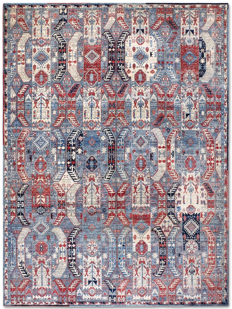 Soul Red Blue auf Dunkelgrau Teppich | Größe: 305 x 427 cm
