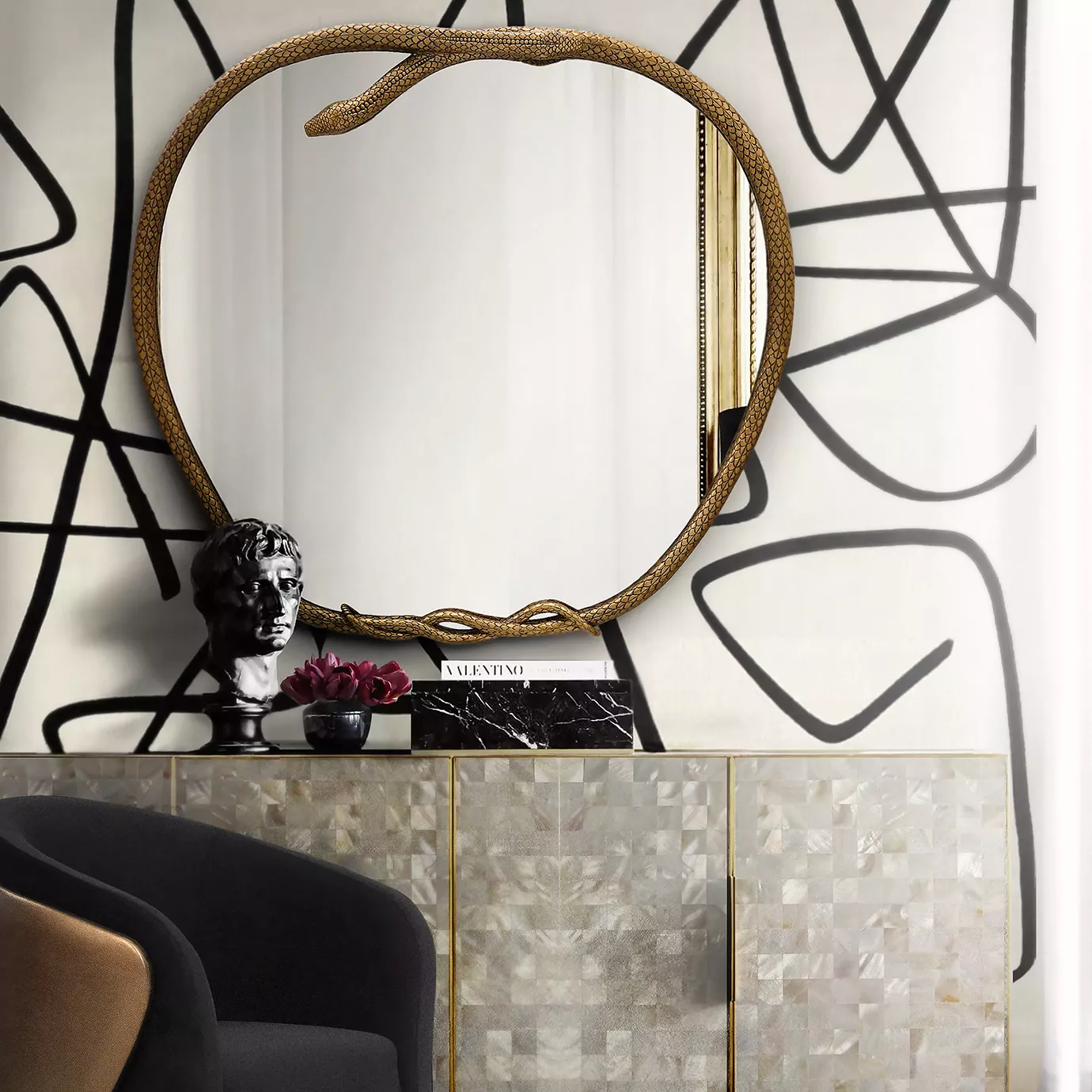 Serpentine Apfel‑Spiegel