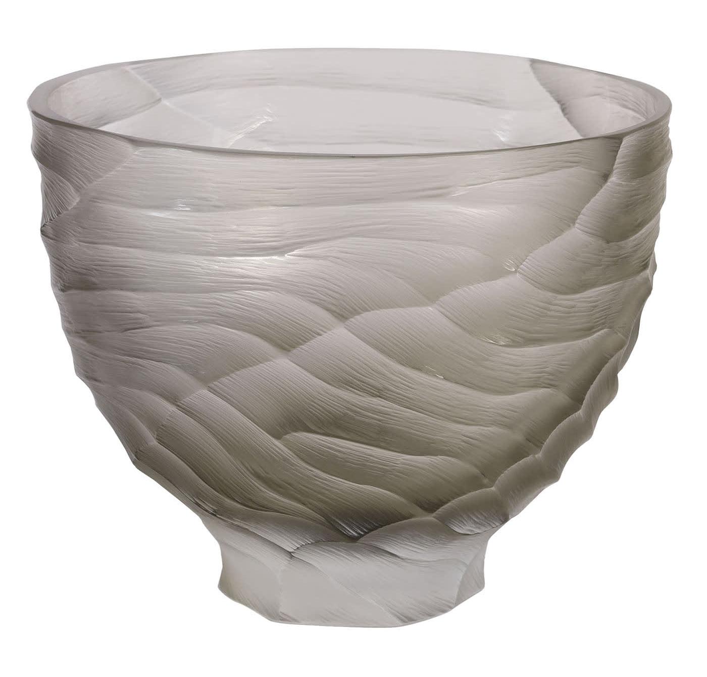 Große schalenförmige Vase aus grauem Muranoglas