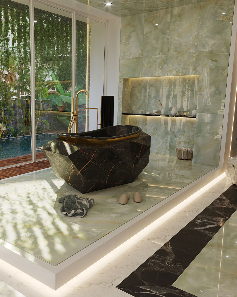 Edelstein-Kunstmarmor Badewanne - 2