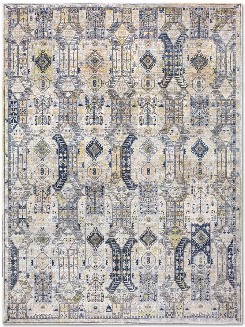 Soul Grey Yellow auf Grau Teppich | Größe: 183 x 274 cm