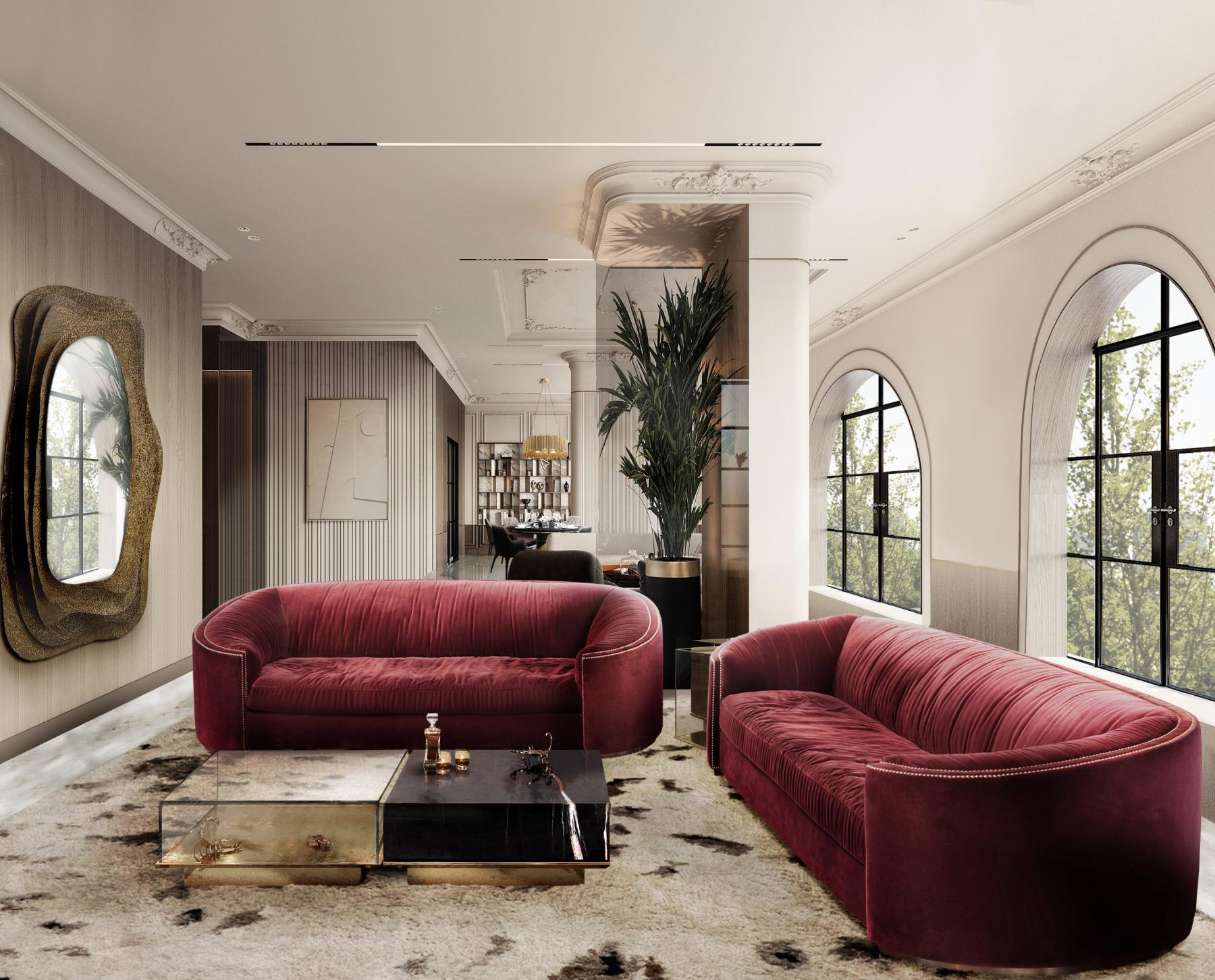 Premium Comfort Rotes Geschwungenes Sofa - 1