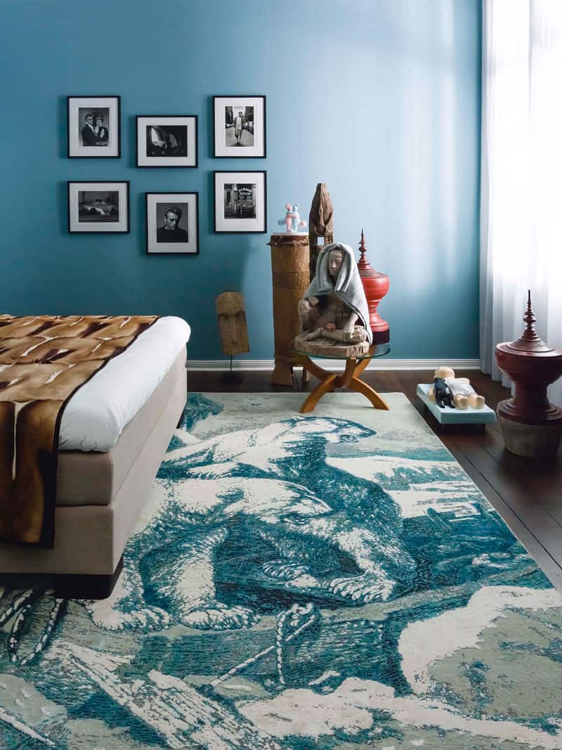 Polar Bear Little Blue auf Grau Teppich | Größe: 170 x 240 cm