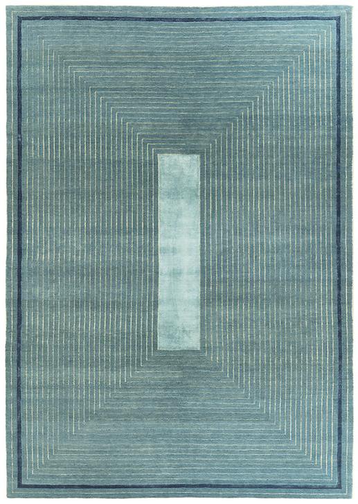 Handgeknüpfter Türkis Gerahmt Wolle & Viskose Teppich | Größe: 300 x 400 cm