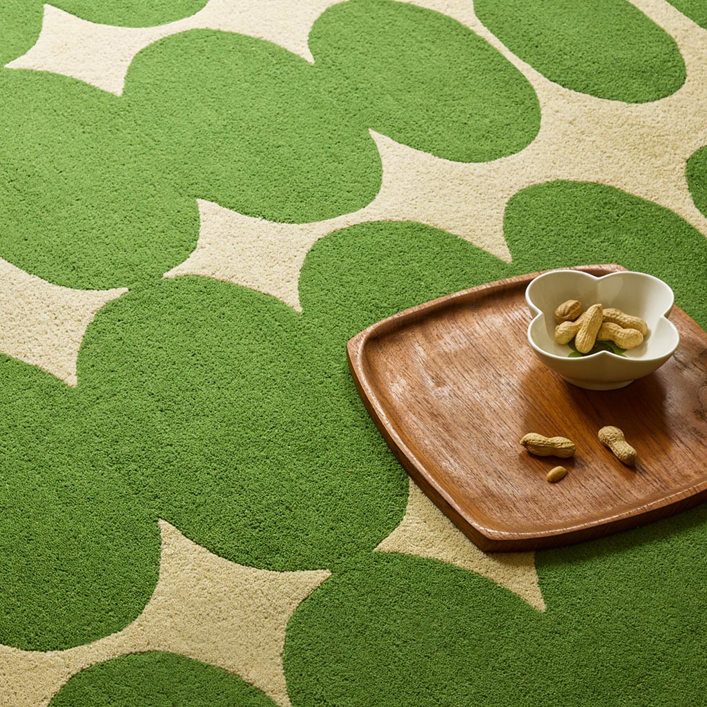 Optical Oval Green/Cream Teppich | Größe: 250 × 350 cm