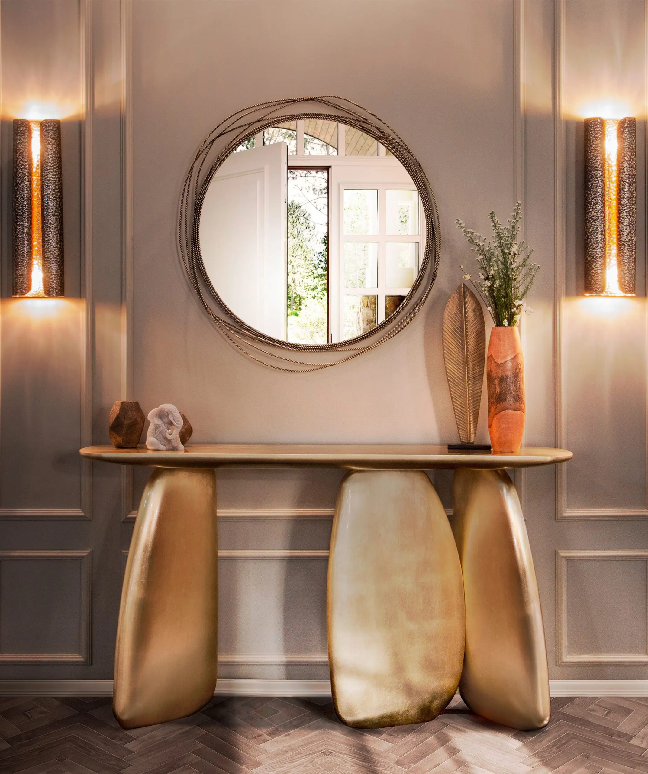 Skulpturaler Gold-Konsolentisch - 2