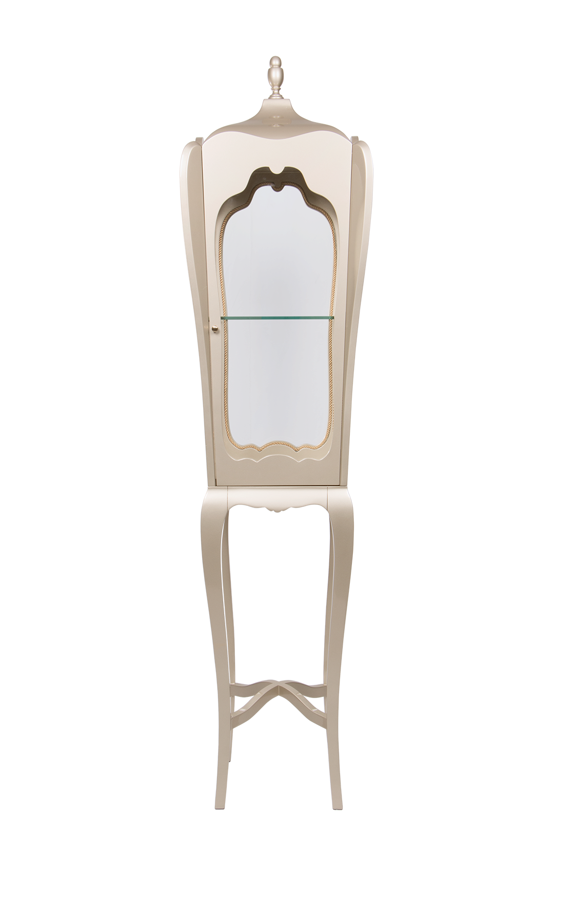 Empire Schlanker Cremefarbener Vitrinen‑Schrank