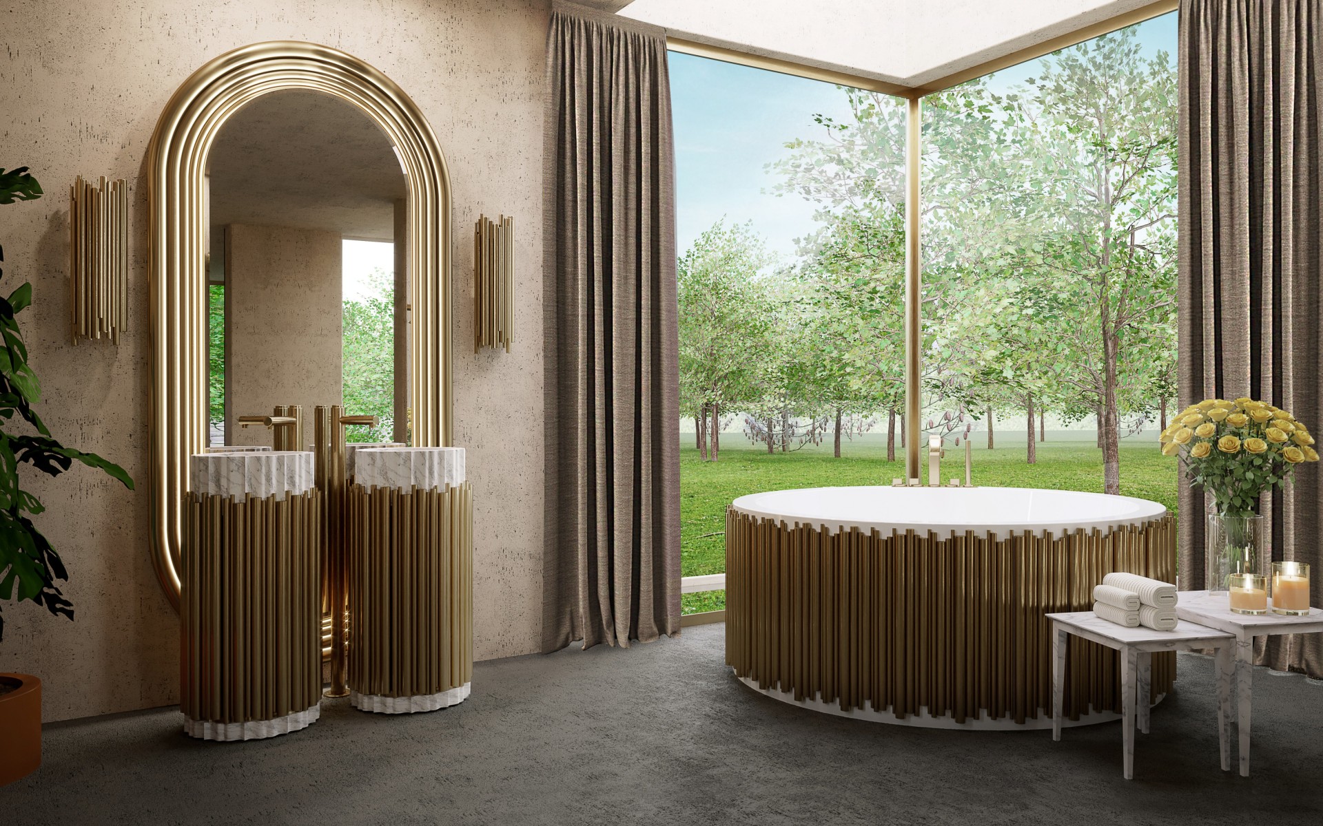 Harmony Schwarz/Gold Standwaschbecken - 1