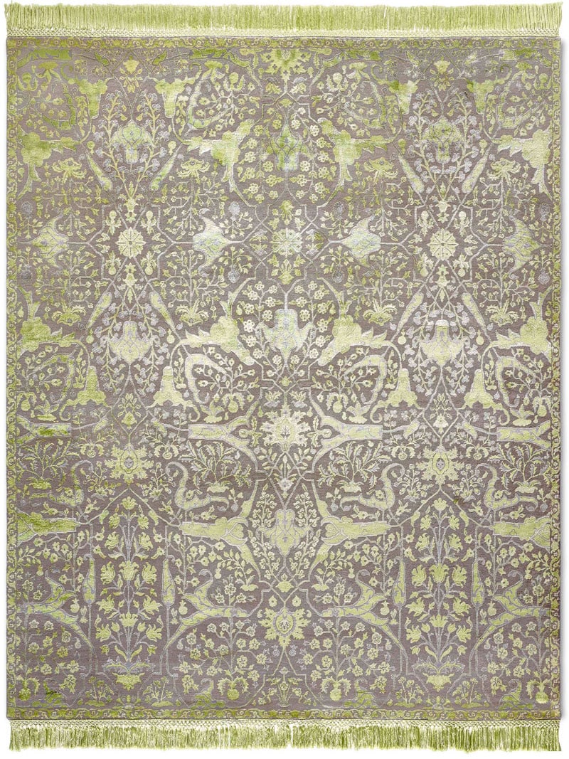 Teheran Apple Green auf Naturgrau Teppich | Größe: 170 × 240 cm