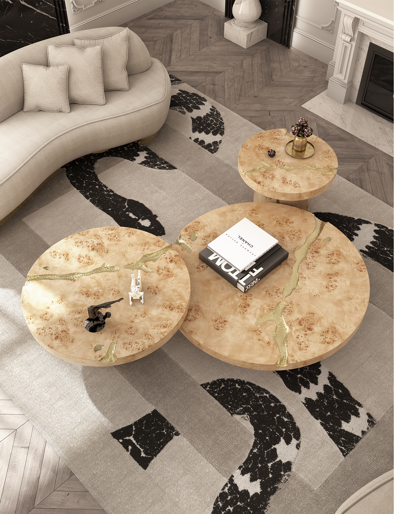 Dominion Poplar Wurzel 3‑teiliges Mitteltisch‑Set