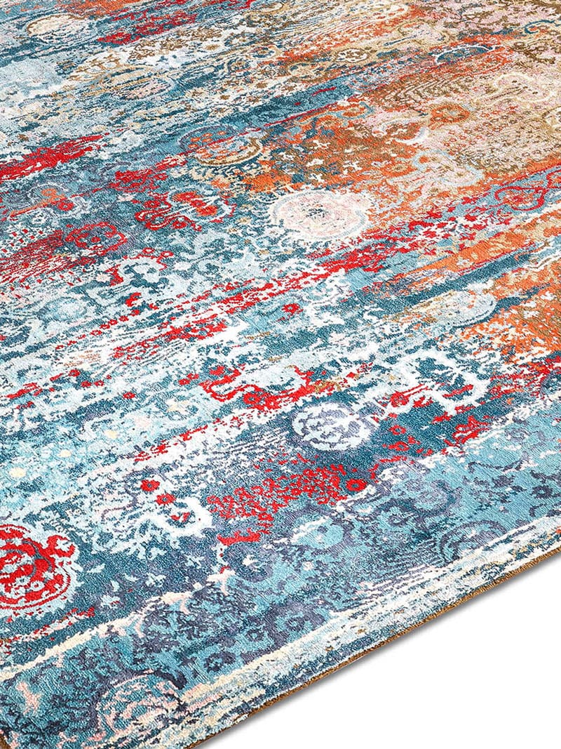 Woods Aqua auf Gold Teppich | Größe: 365 x 457 cm