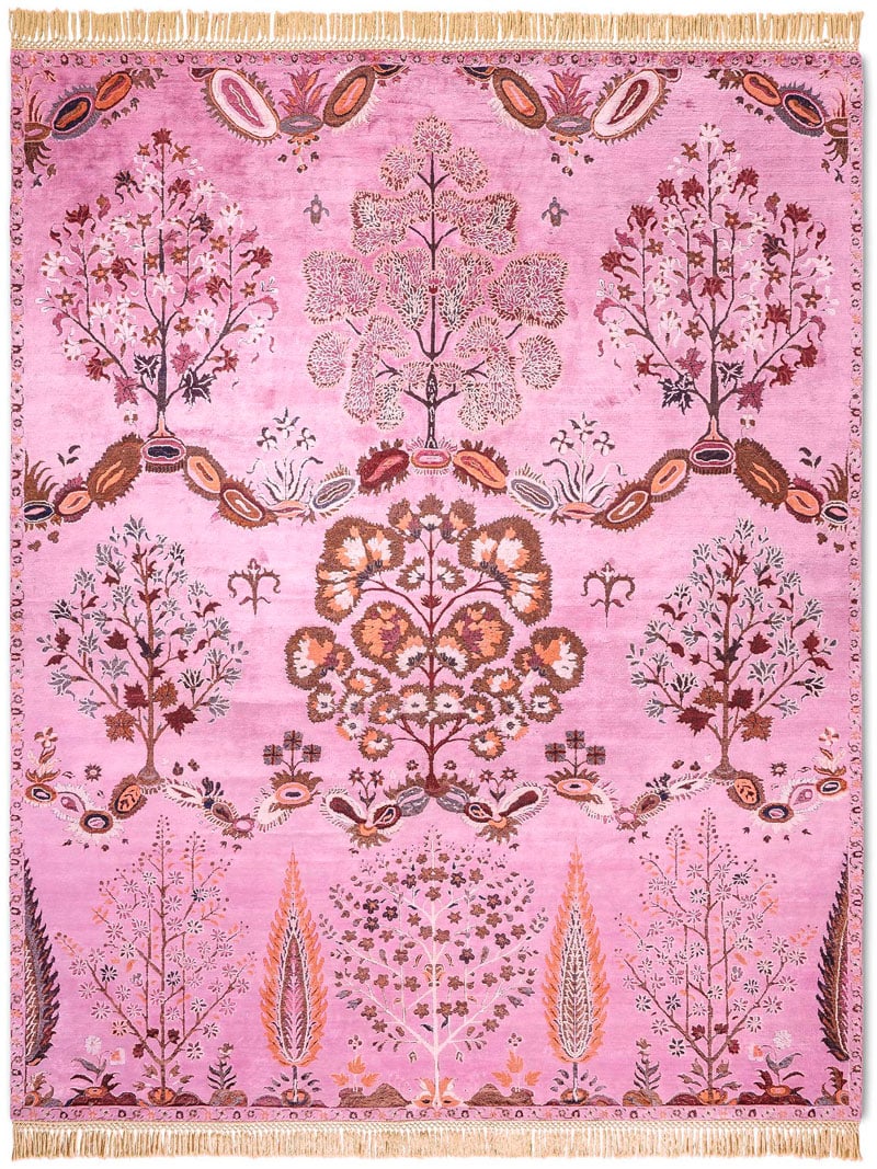 Mughal Reverse Original auf Hellrosa Teppich | Größe: 122 x 183 cm