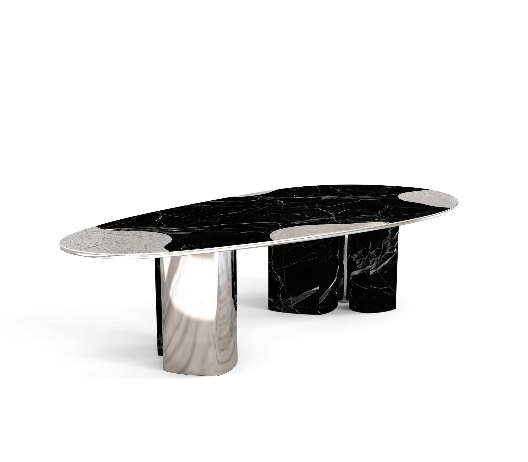 Athena Nero Marmor & Silber Esstisch
