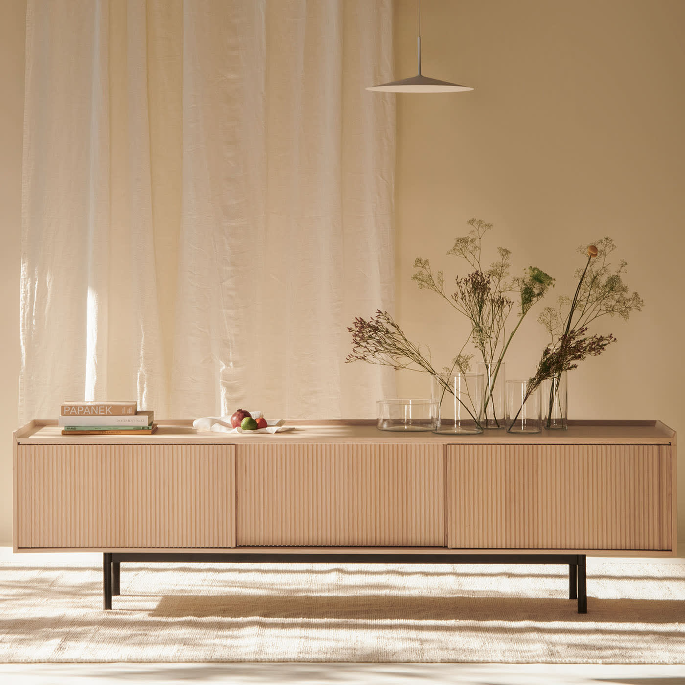 Sipario Natürliches Sideboard mit 3 Türen | Dimensions: Height 63 cm