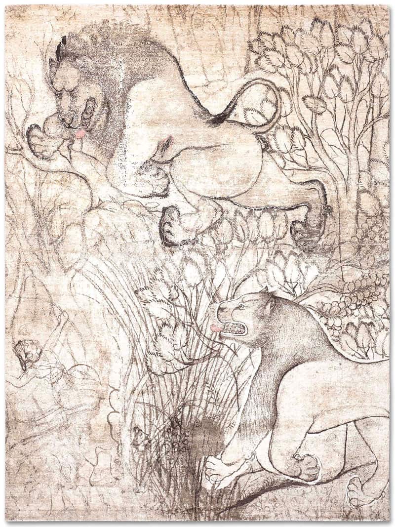 Two Lions Original auf Beige Teppich