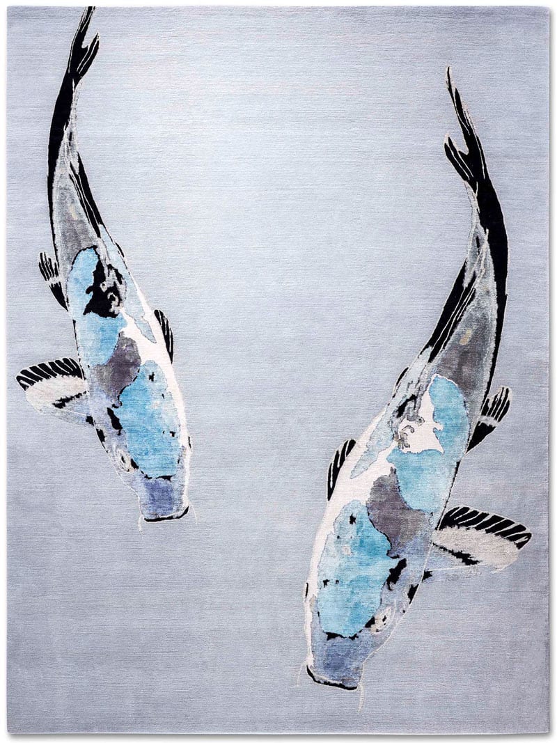 Blau Hellblau Teppich | Größe: 305 x 427 cm