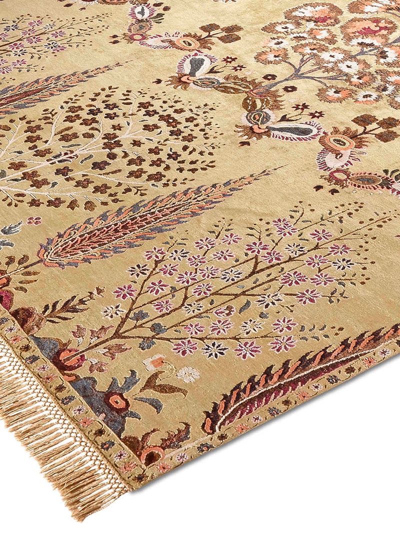 Mughal Reverse Original auf Kaiser‑Gelb Teppich | Größe: 122 x 183 cm