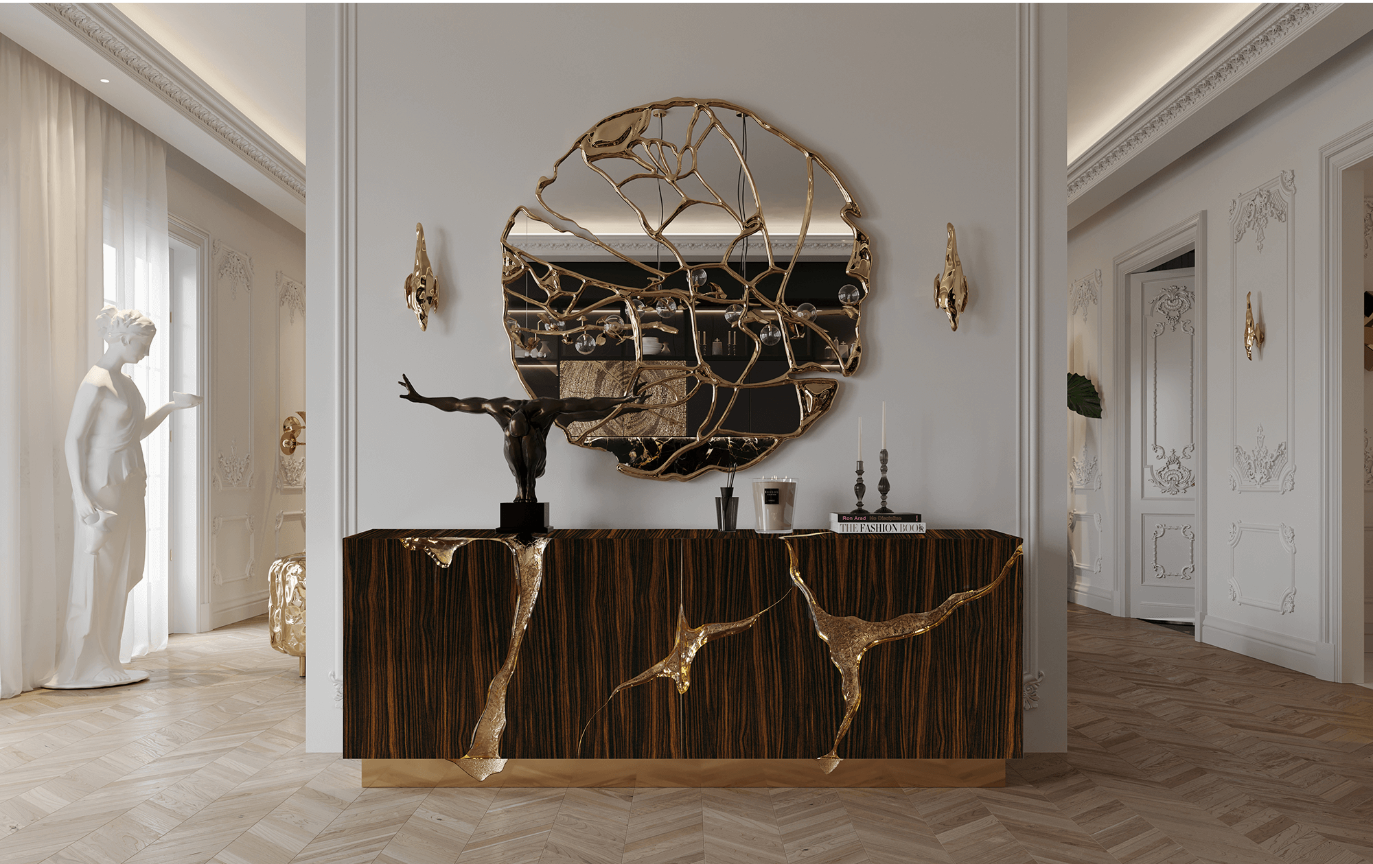 Braun‑Gold Opulentes Sideboard