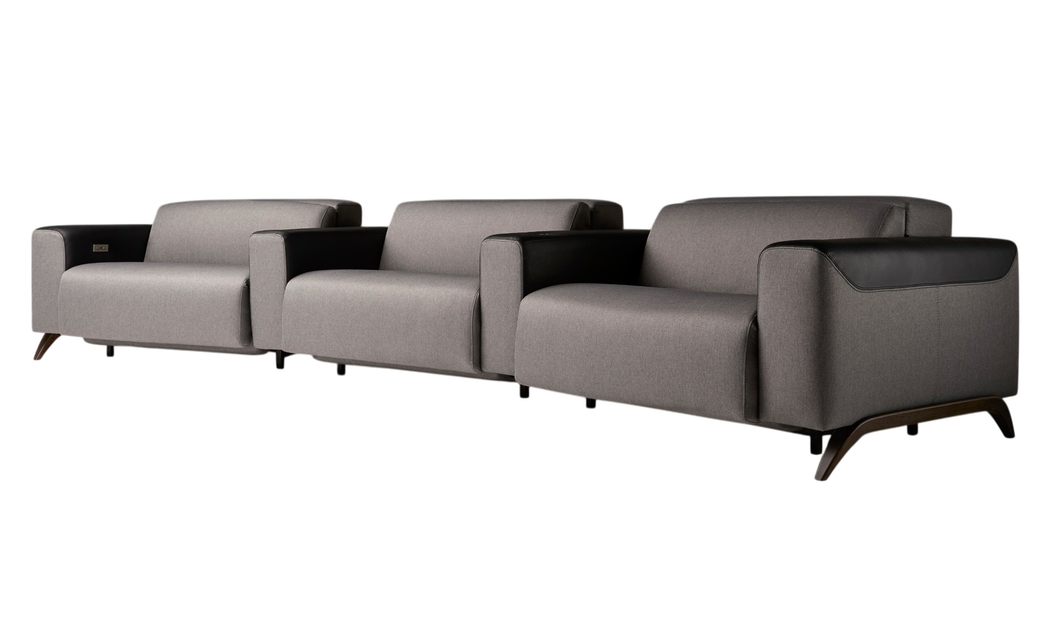 Atlanta Graues 3-Sitzer Geschwungenes Sofa