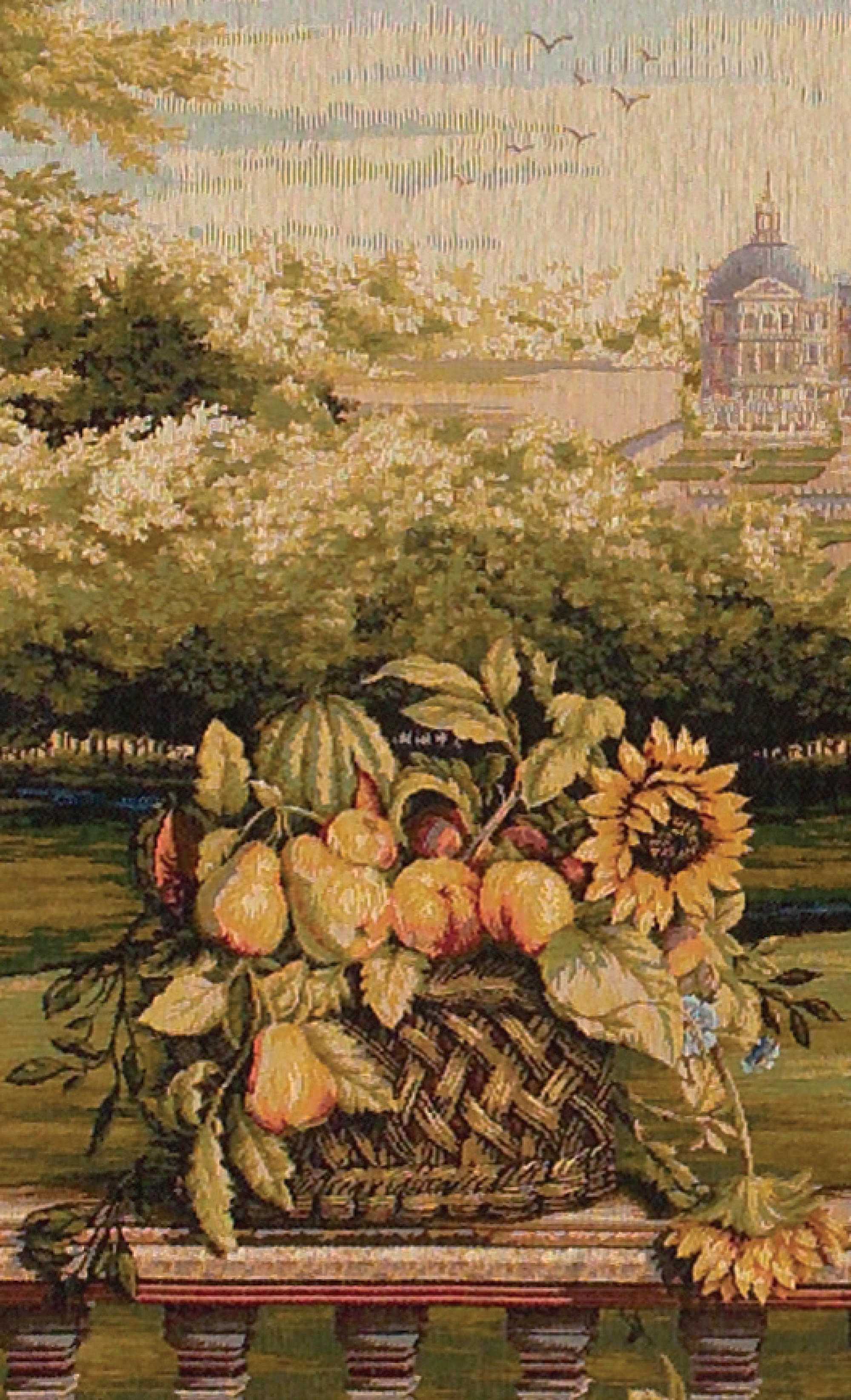 Terrasse am Schloss Wandteppich | Größe: 110 × 150 cm