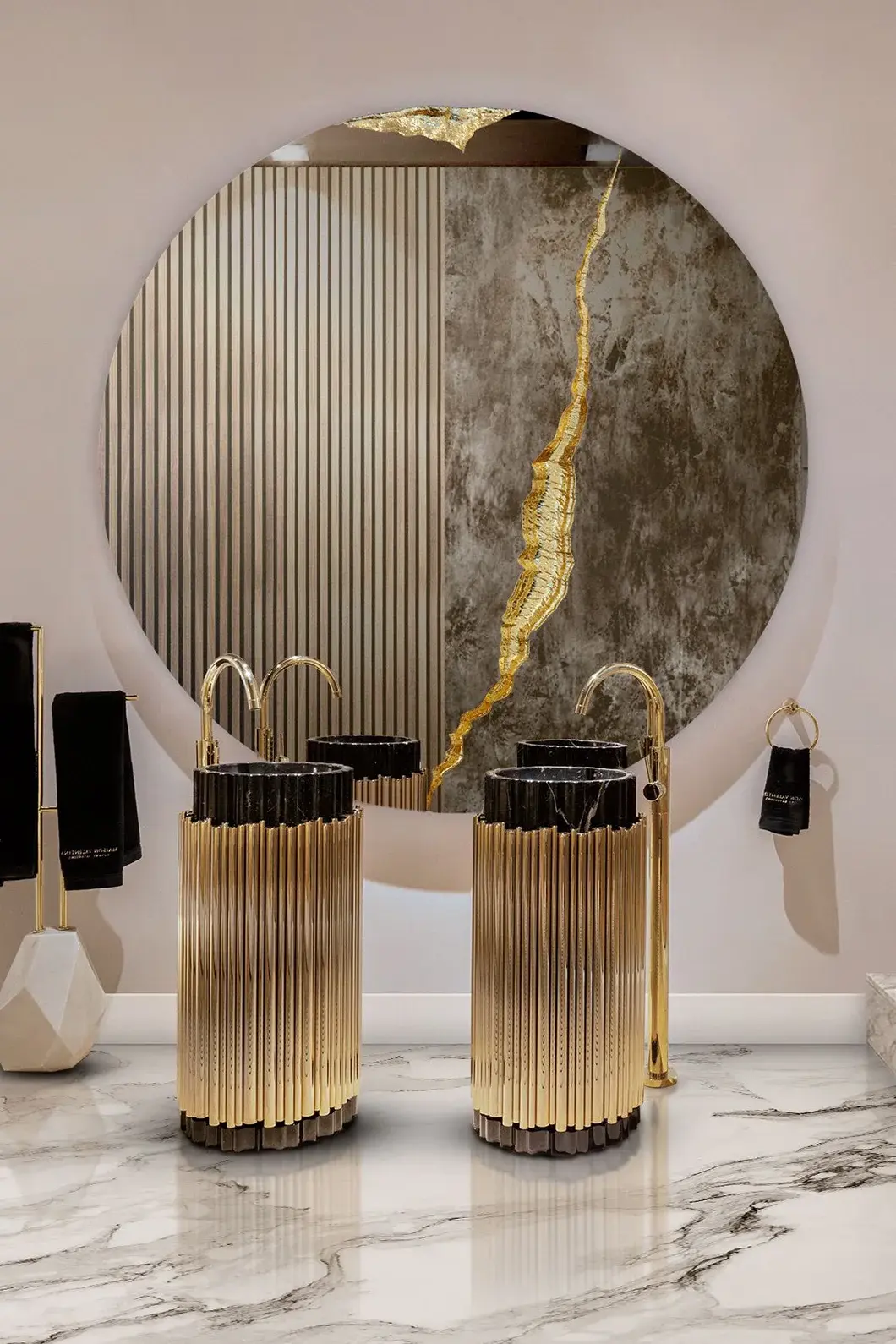 Harmony Schwarz/Gold Standwaschbecken