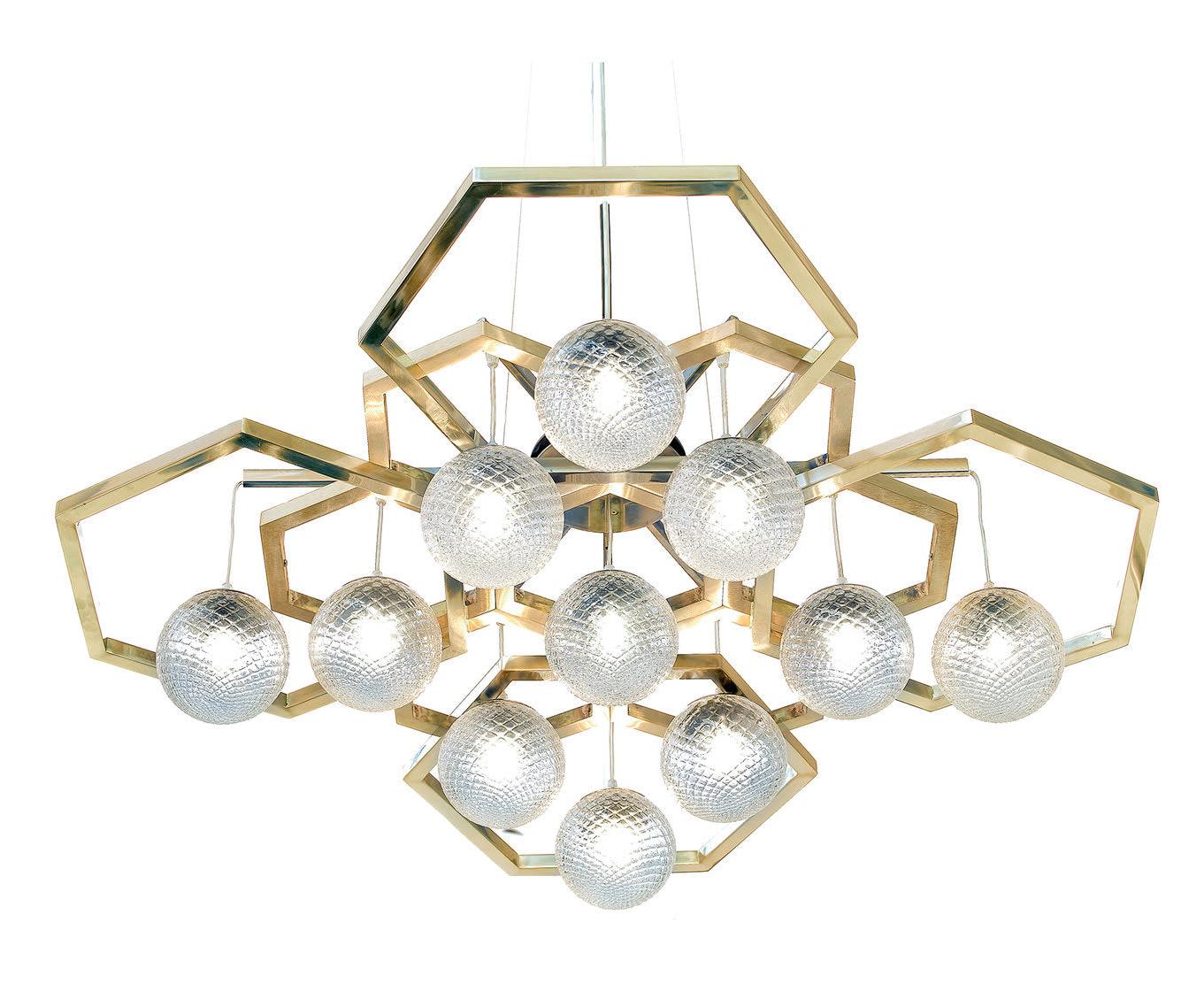 Hexagon Messing Murano-Kronleuchter