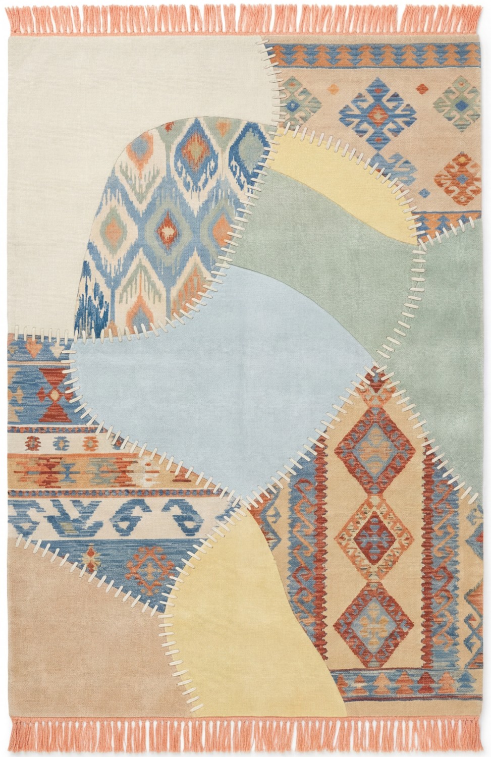 Patchwork Grid Blue Teppich