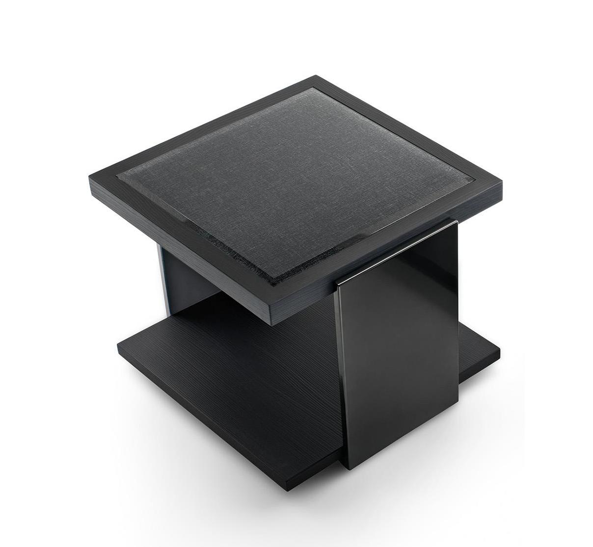Schwarz & More Zedern‑Lampen­tisch mit Metallbeinen