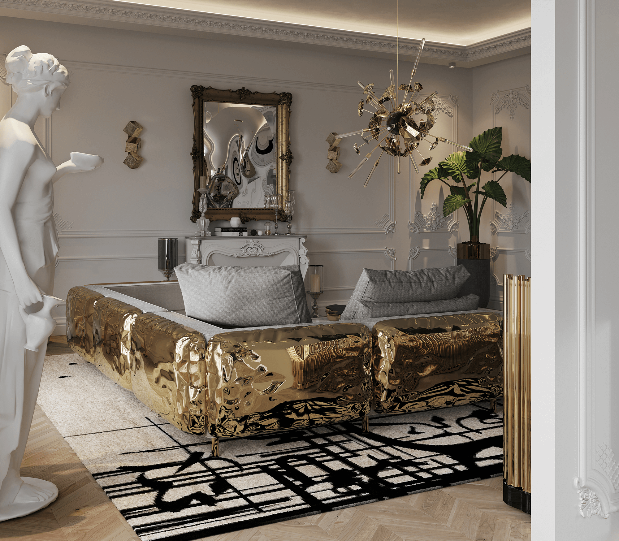 Imperia Schwarzes modulares Sofa