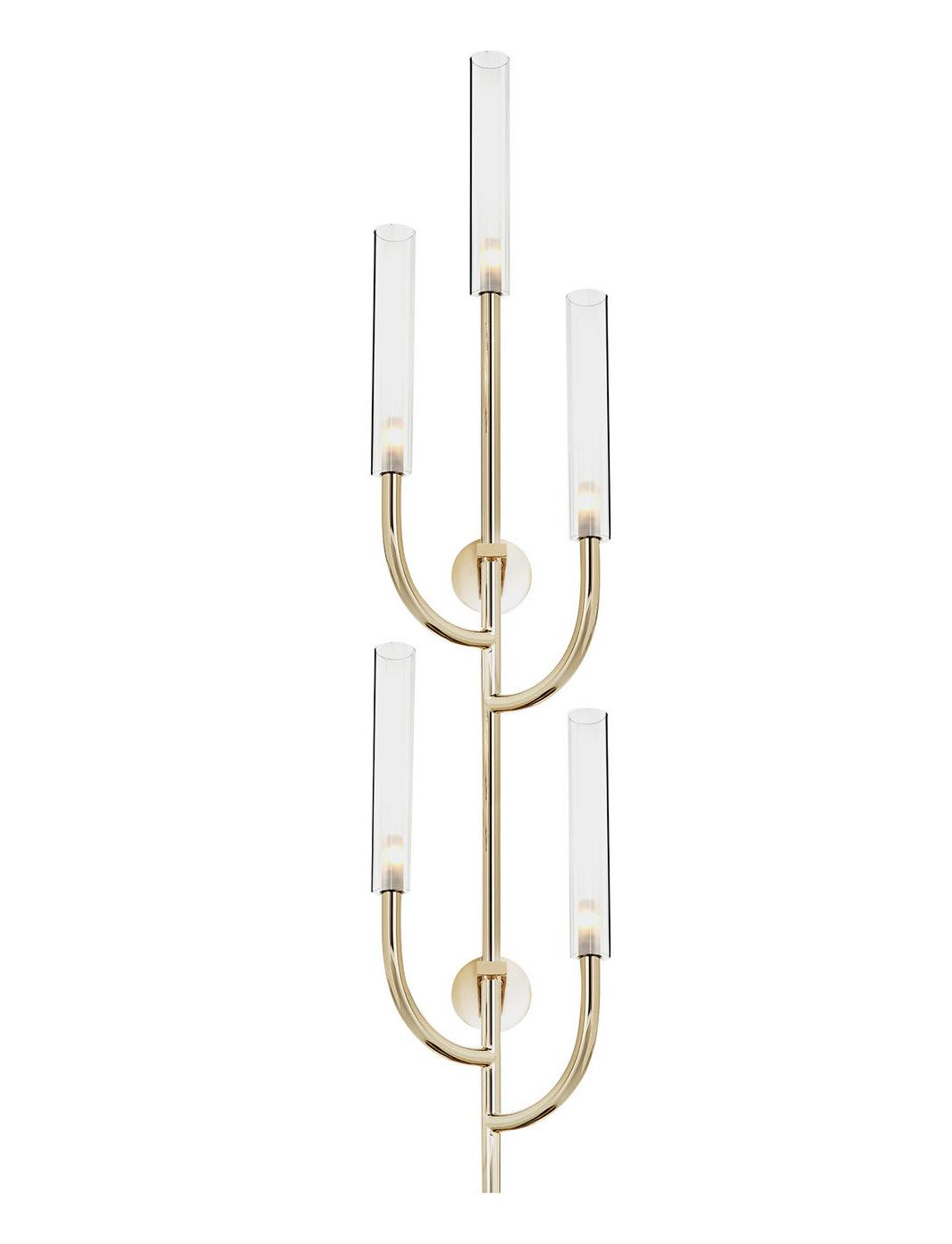 Soft Gold Wandleuchte mit transparenten Pyrex-Glasschirmen