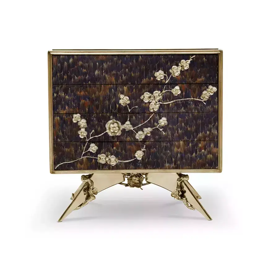 Mirage Purpurne Feder‑Nachttisch