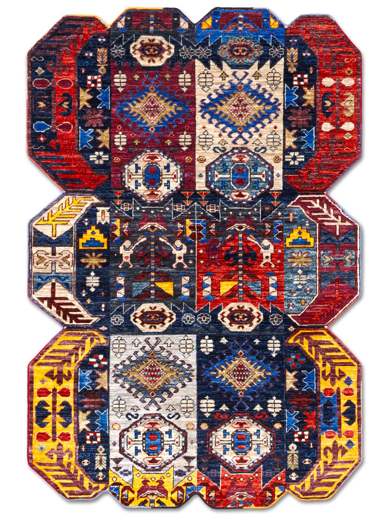 Multishape Color auf Dunkelblau 122 × 183 cm Teppich | Größe: 122 x 183 cm