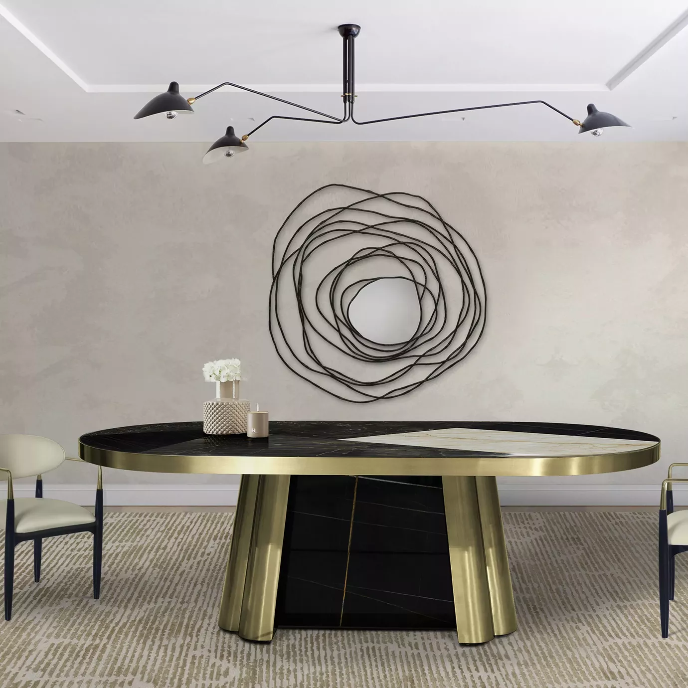 Decovita Schwarz‑Gold Granit‑Esstisch