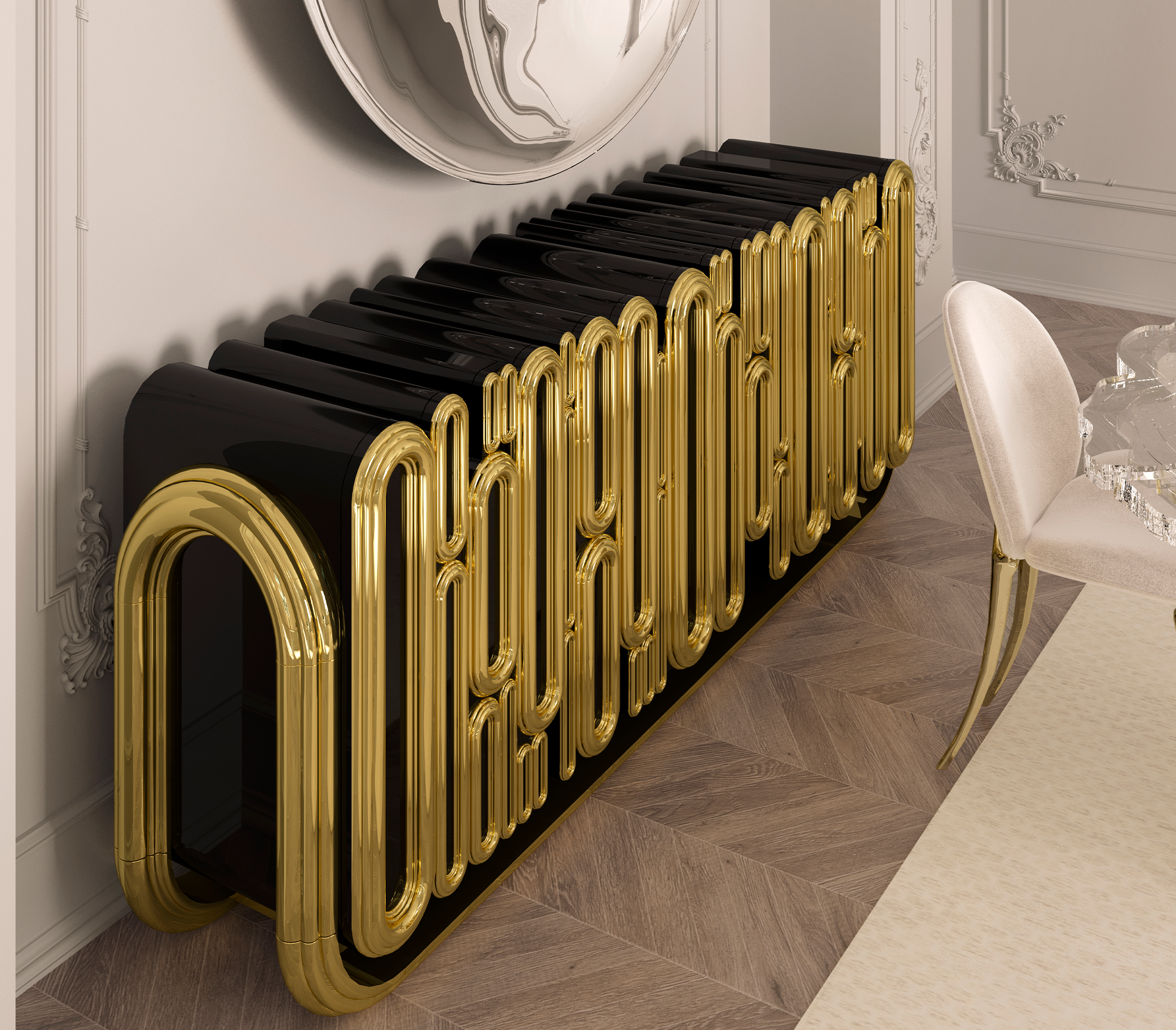 Ellipse Gold‑Sideboard