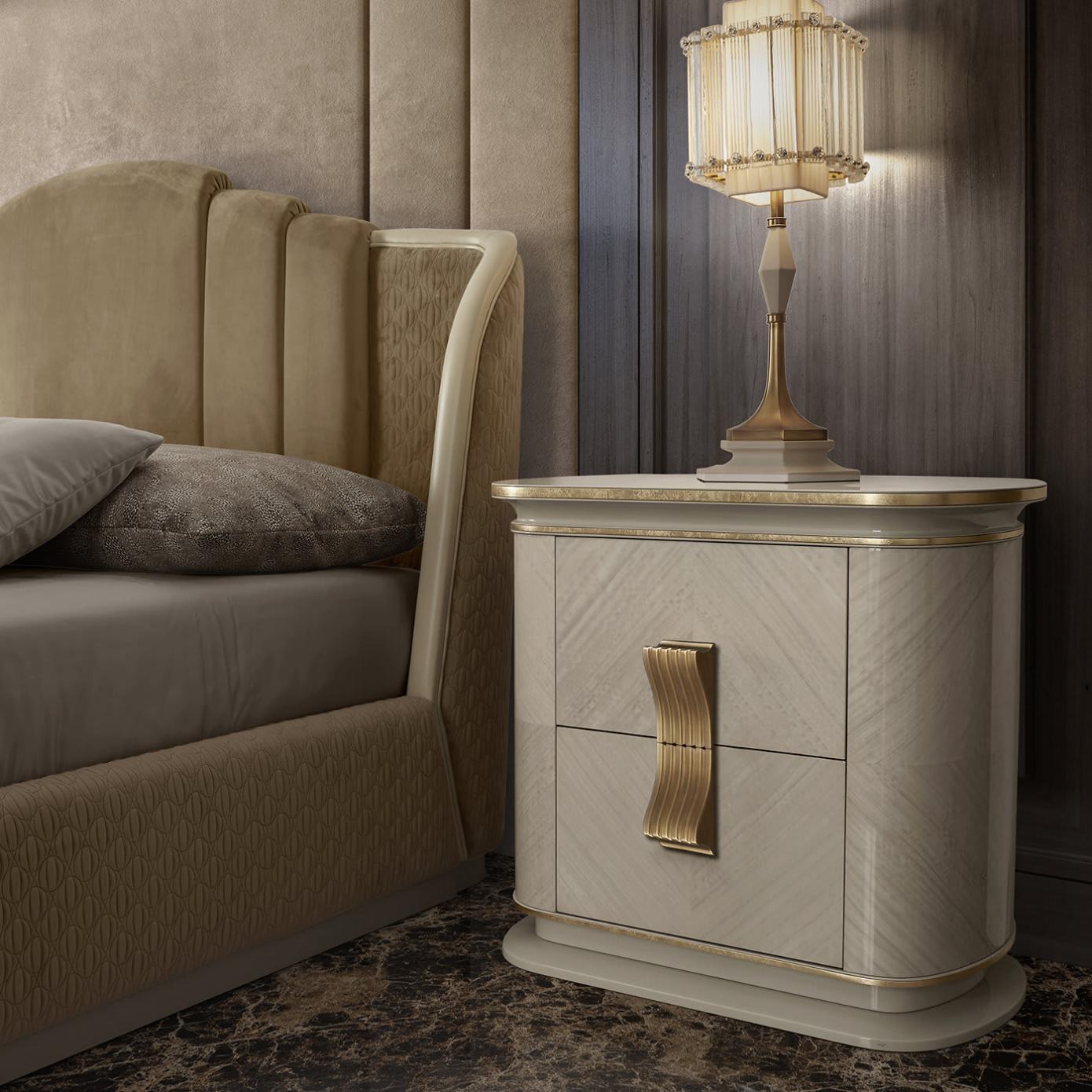 Dilan Weiß‑Gold Nachttisch