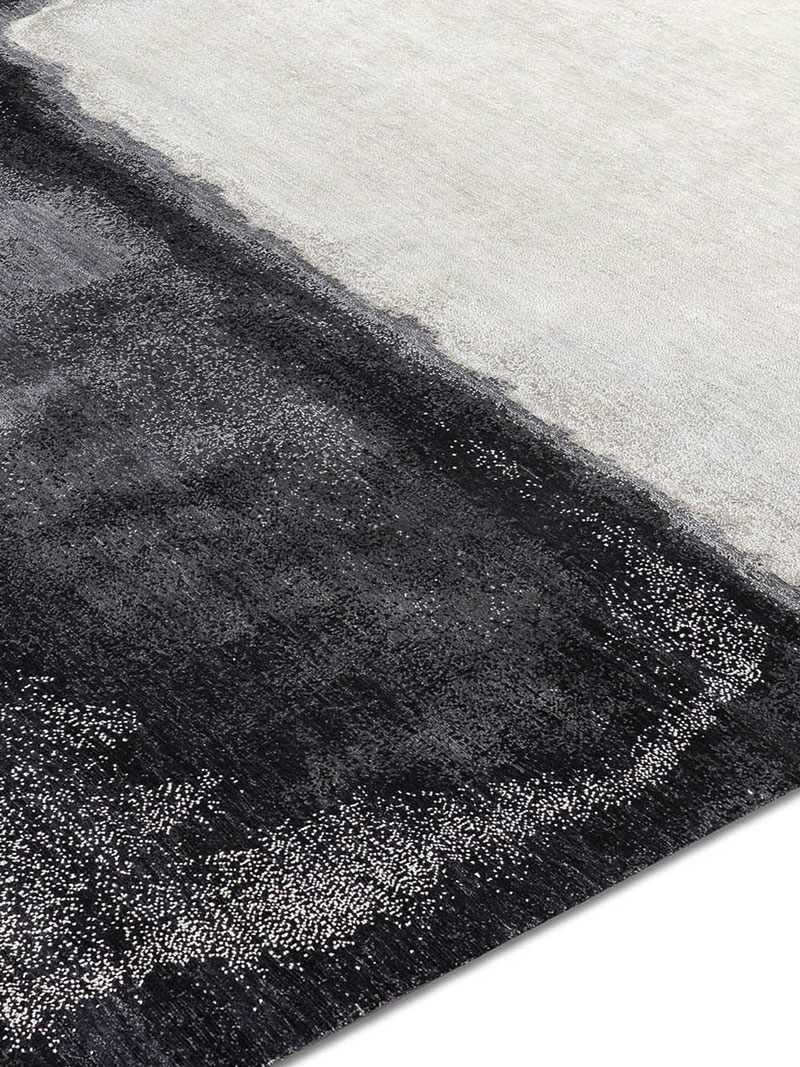 White Grey auf Schwarz Teppich | Größe: 122 x 183 cm