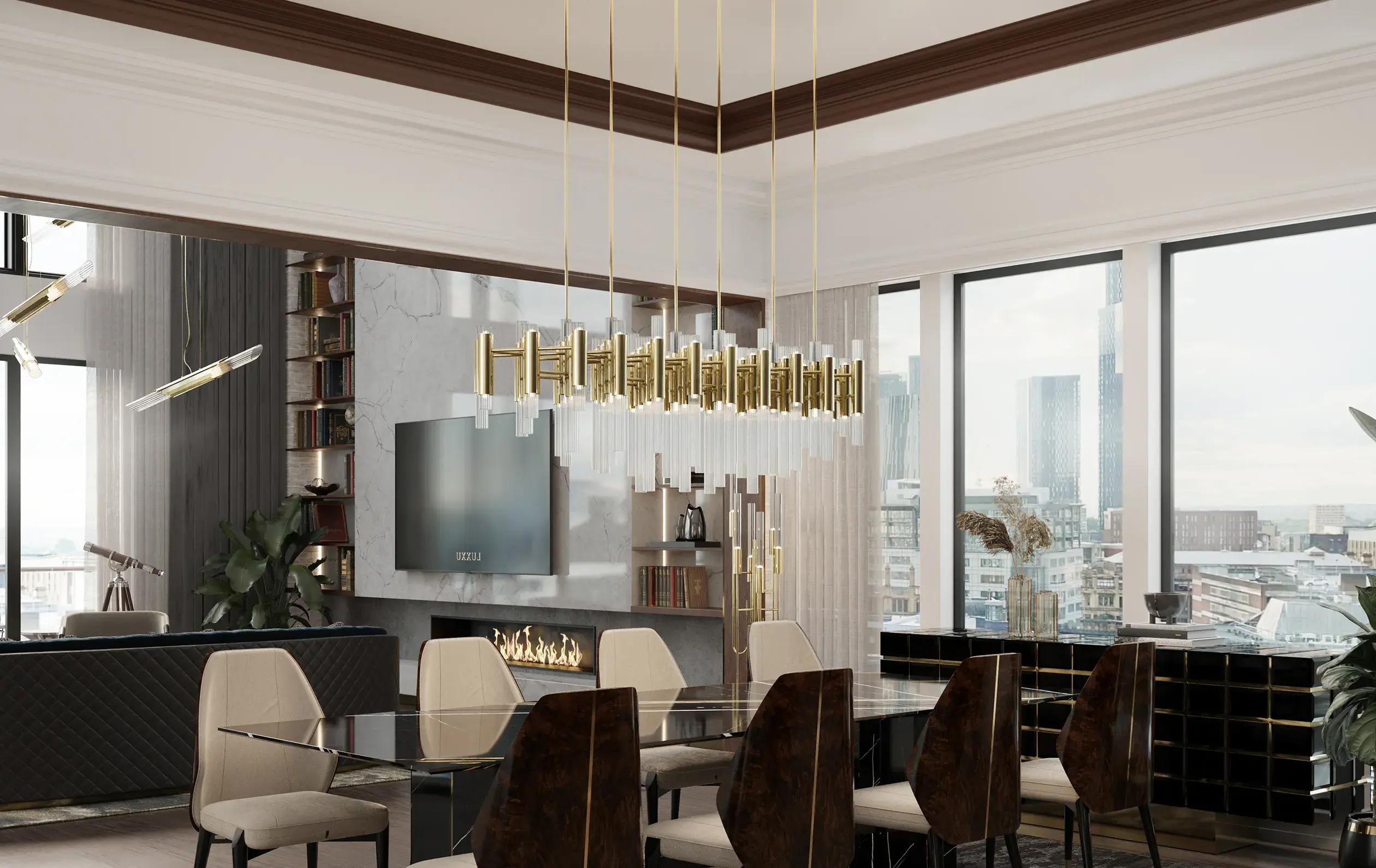 Cascade Rechteckige Pendelleuchte - 2