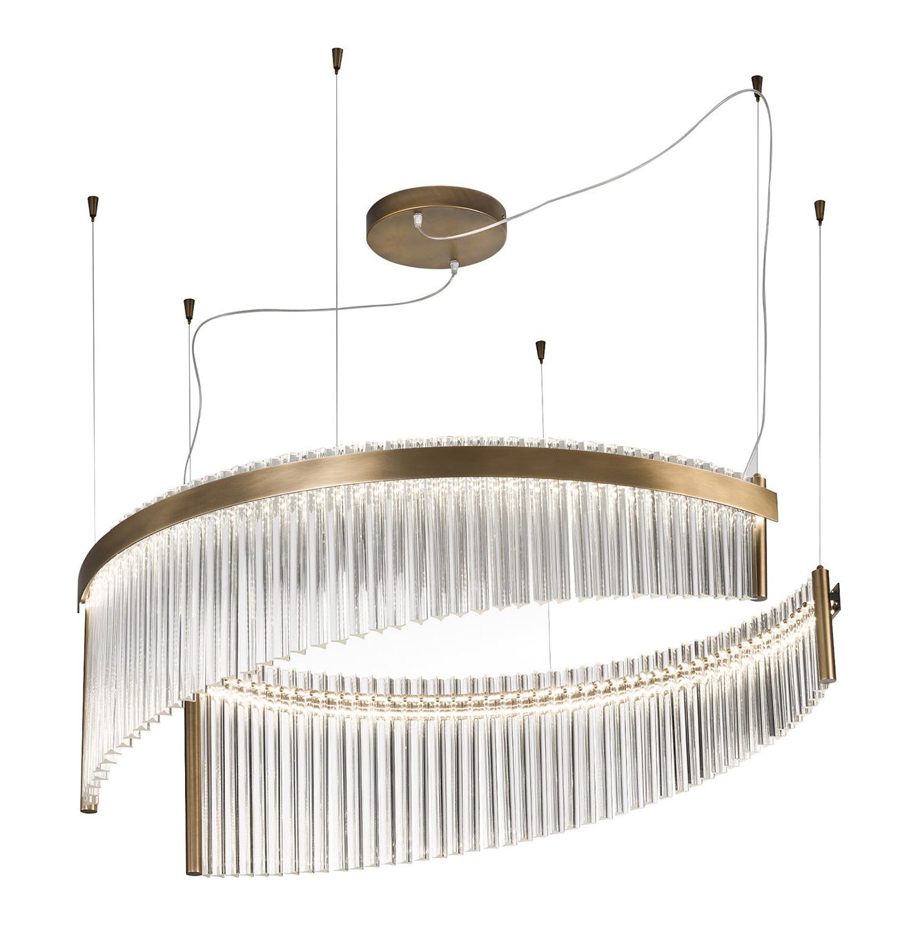 Transparenter Murano-Glas-Kronleuchter mit doppelter LED-Beleuchtung