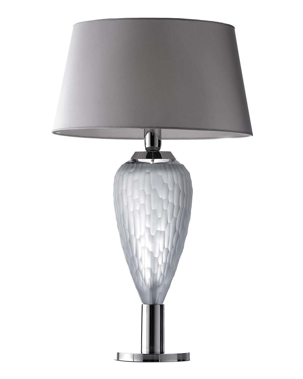 Polierter Nickel Grauer Waben-Kristall-Tischlampe