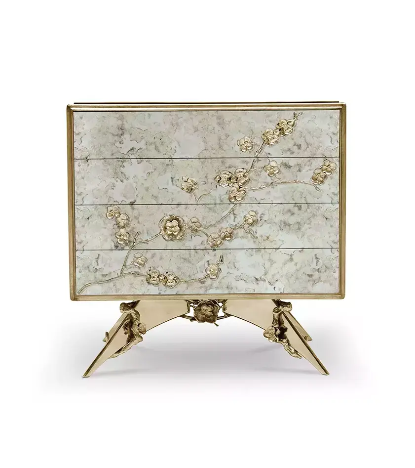 Mirage Gealterter Spiegel‑Nachttisch