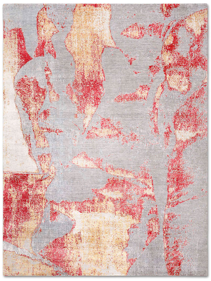 Gold Coral auf Hellgrau Teppich | Größe: 183 x 274 cm