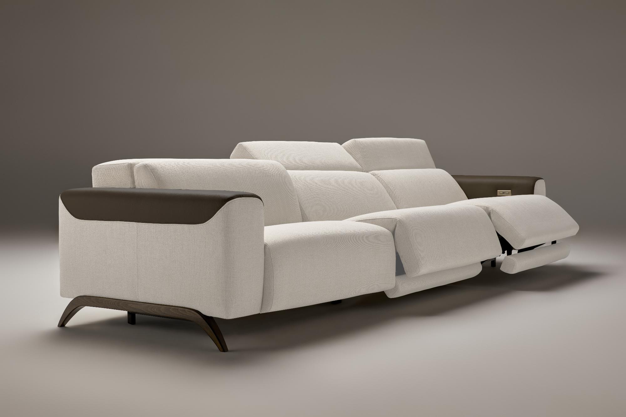 Atlanta Schwarz-Weißes 3-Sitzer Relaxsofa