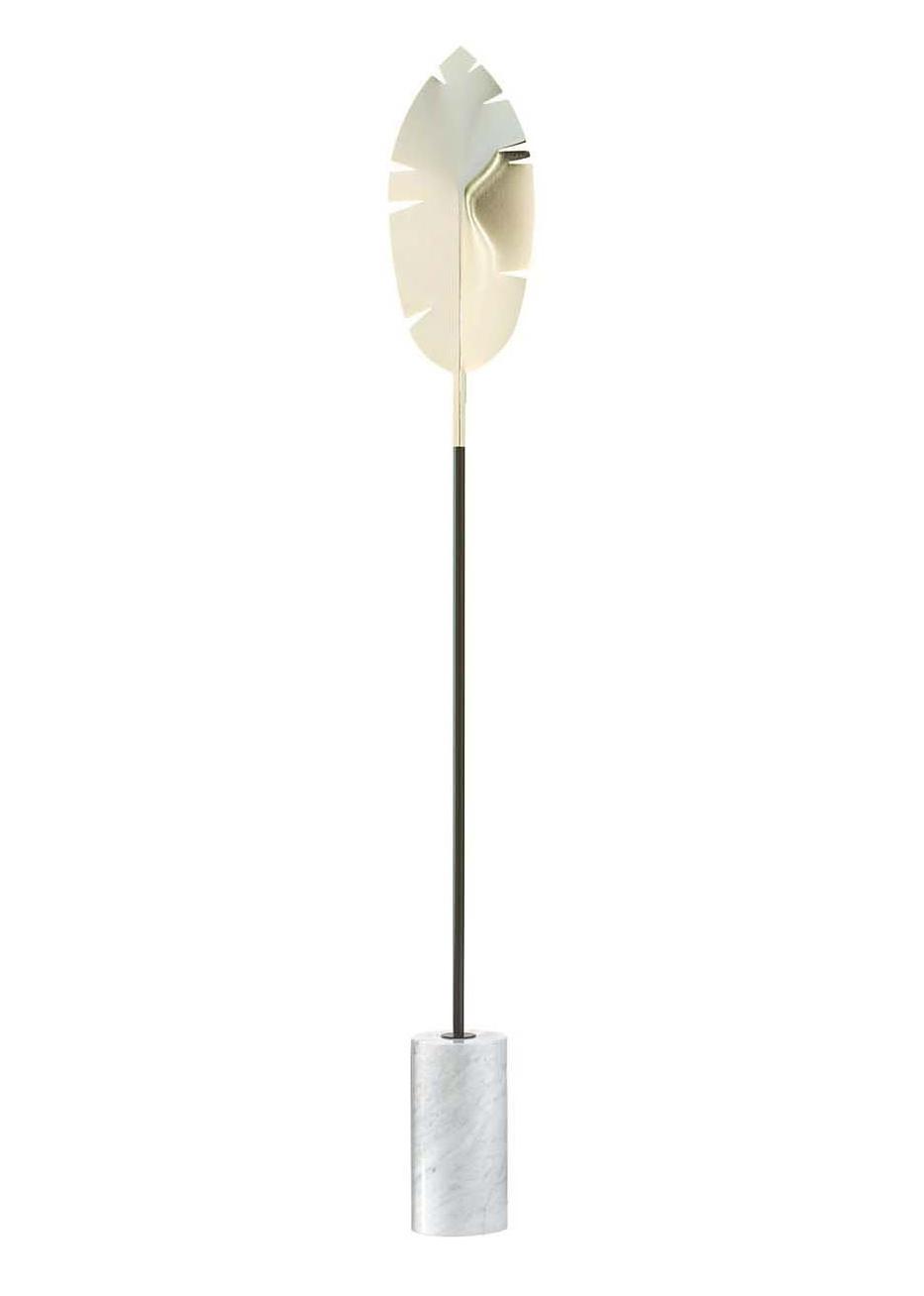 Leaf Gold Stehlampe mit Carrara Marmorsockel