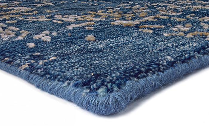 Luxury Abstrakt Blau Gold Teppich | Größe: 170 x 240 cm