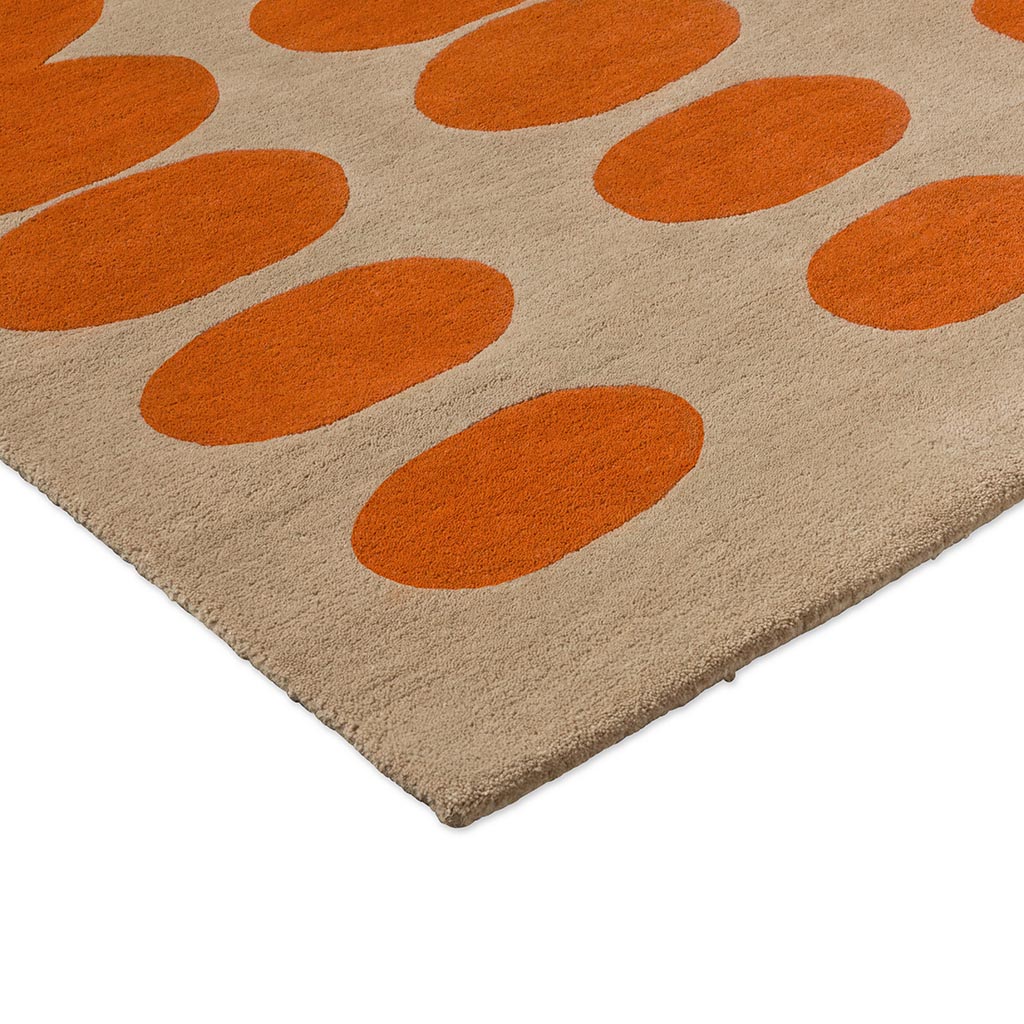 Optical Oval Orange/Sand Teppich | Größe: 160 × 230 cm